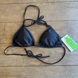 VOLCOM Black Micro Bikini Top NWT Junior's Medium Padded Sexy Beachy Summer Swim